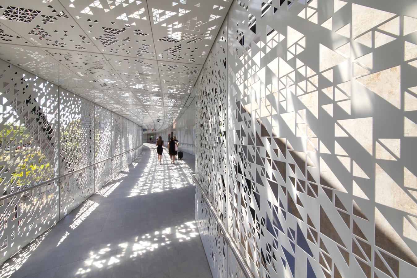 Perforated metal panels - Oatley station