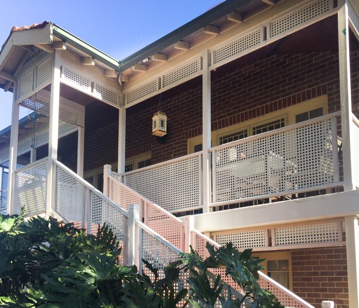 Perforated metal balustrade in residential home, Sydney