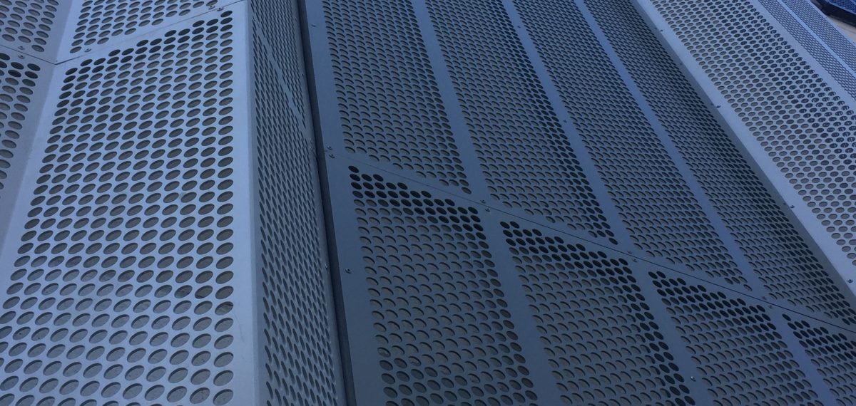 Perforated sheet by Arrow Metal - Infinity Apartments folded private screen panels